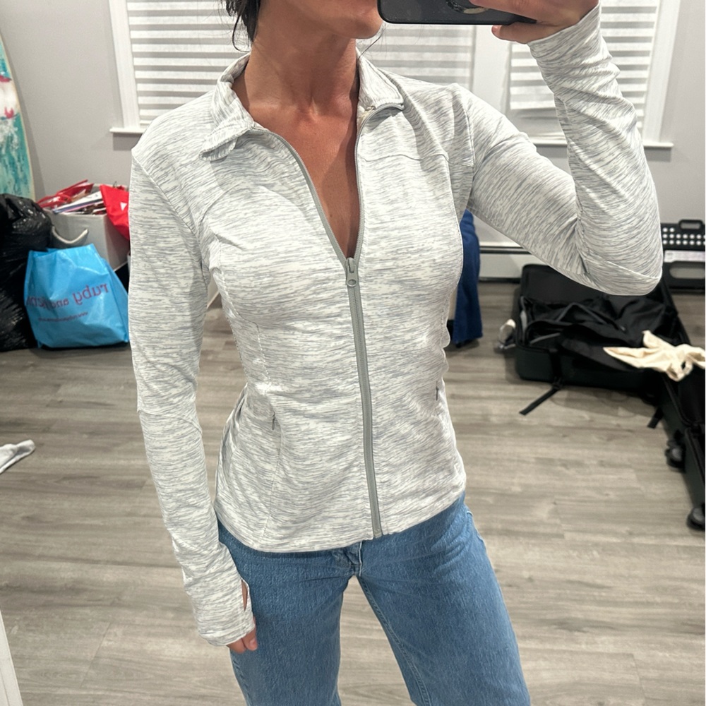 Athletic Zip Up White & Gray Jacket
